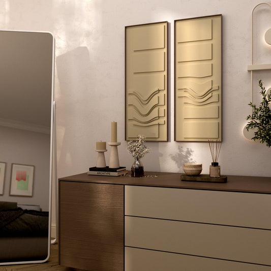 Wall relief Tjagun on the wall in a bedroom