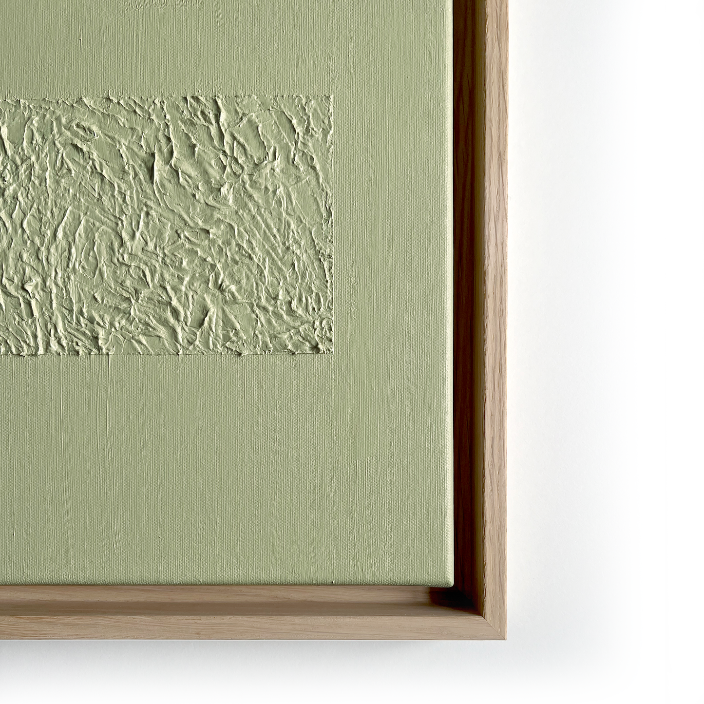 Abstract interior canvas in wood frame details