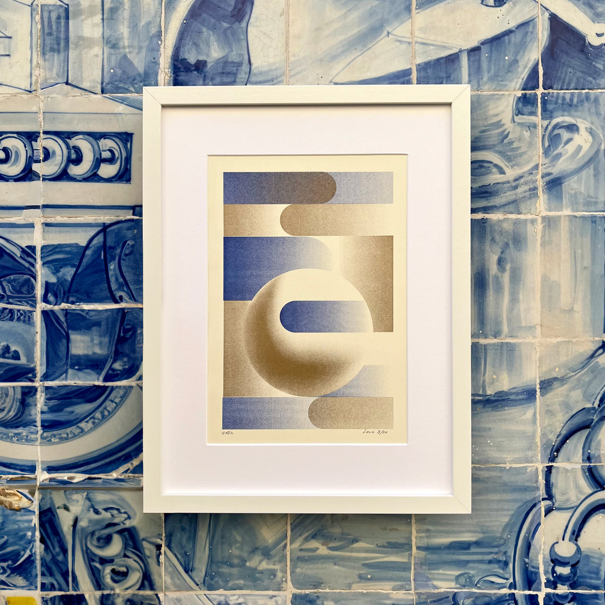 Limited edition riso poster Shar on azulejo wall