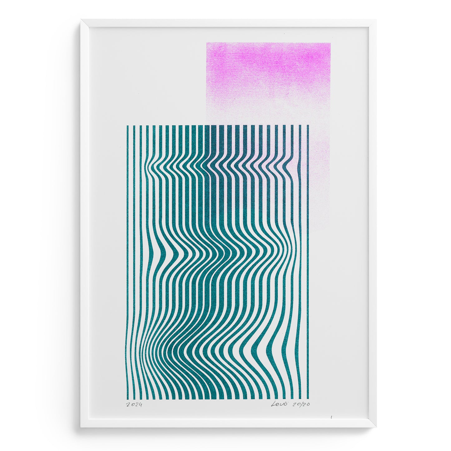 Limited edition risograph poster Volna in pink and teal