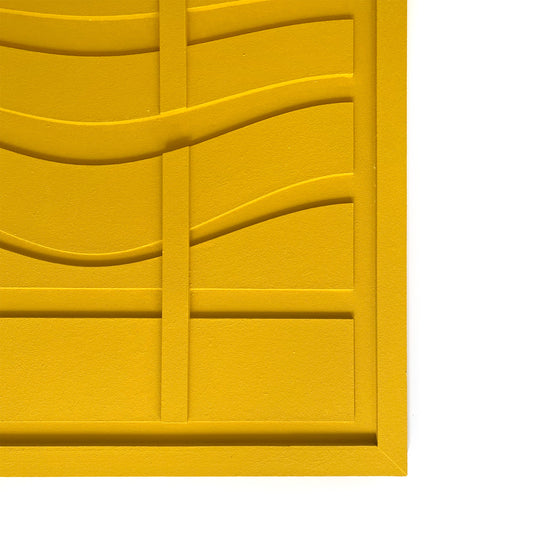 Levo yellow wall sculptural relief with wave lines details