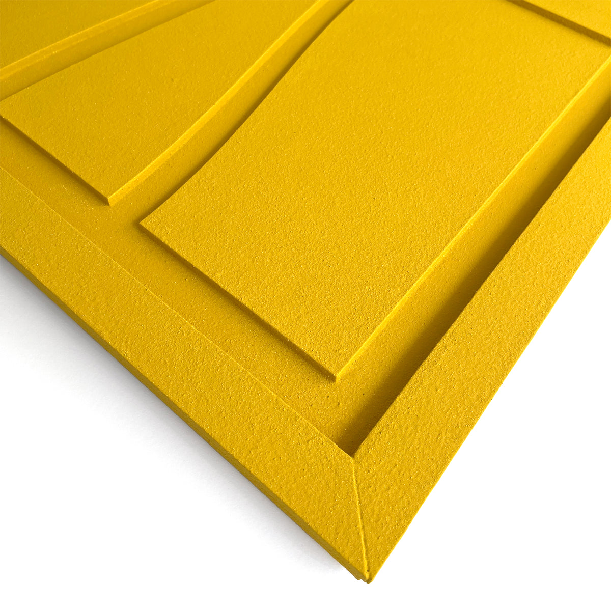 Levo yellow wall sculptural relief with wave lines close up details