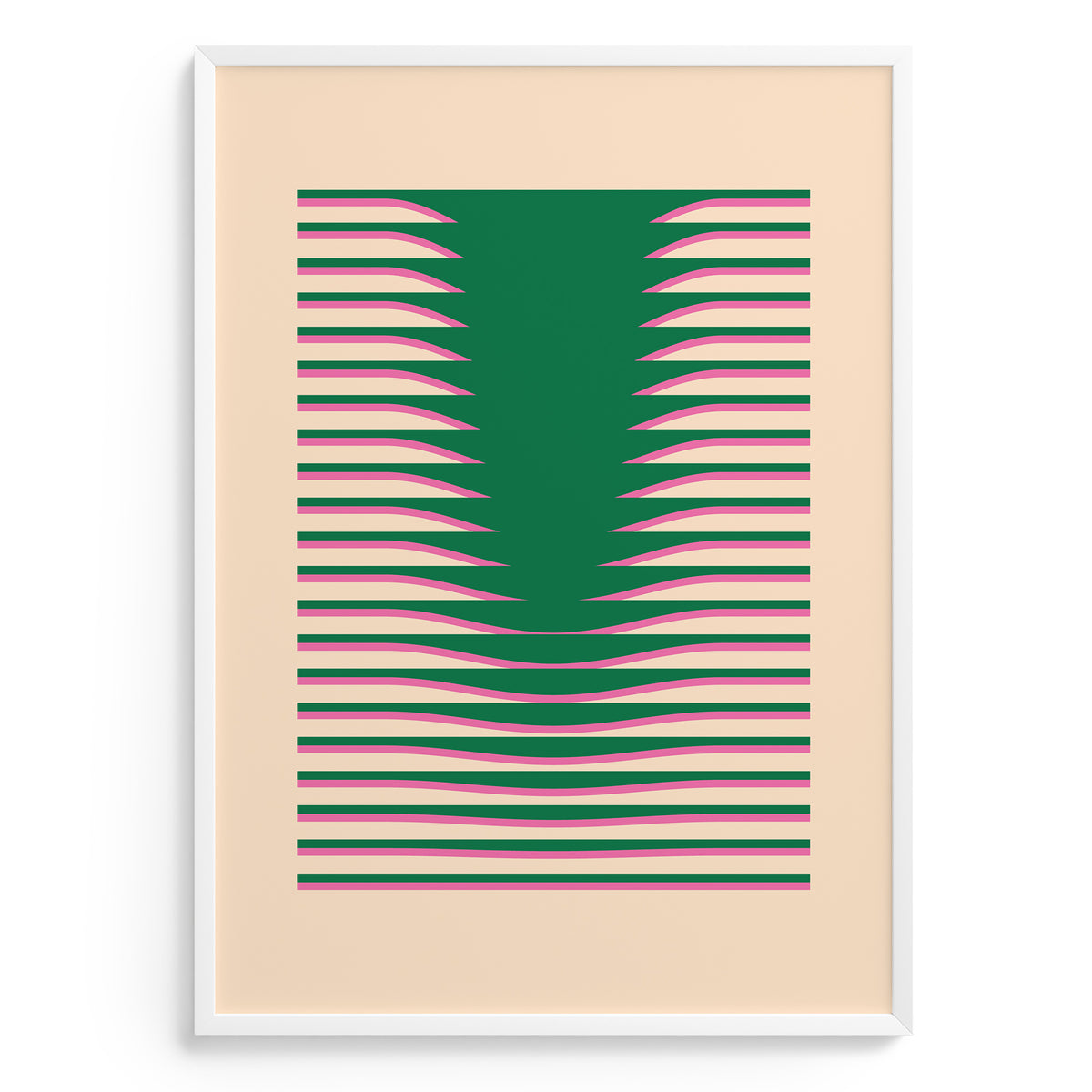 Digital printing poster Povetrie with green and pink abstract lines in a a frame
