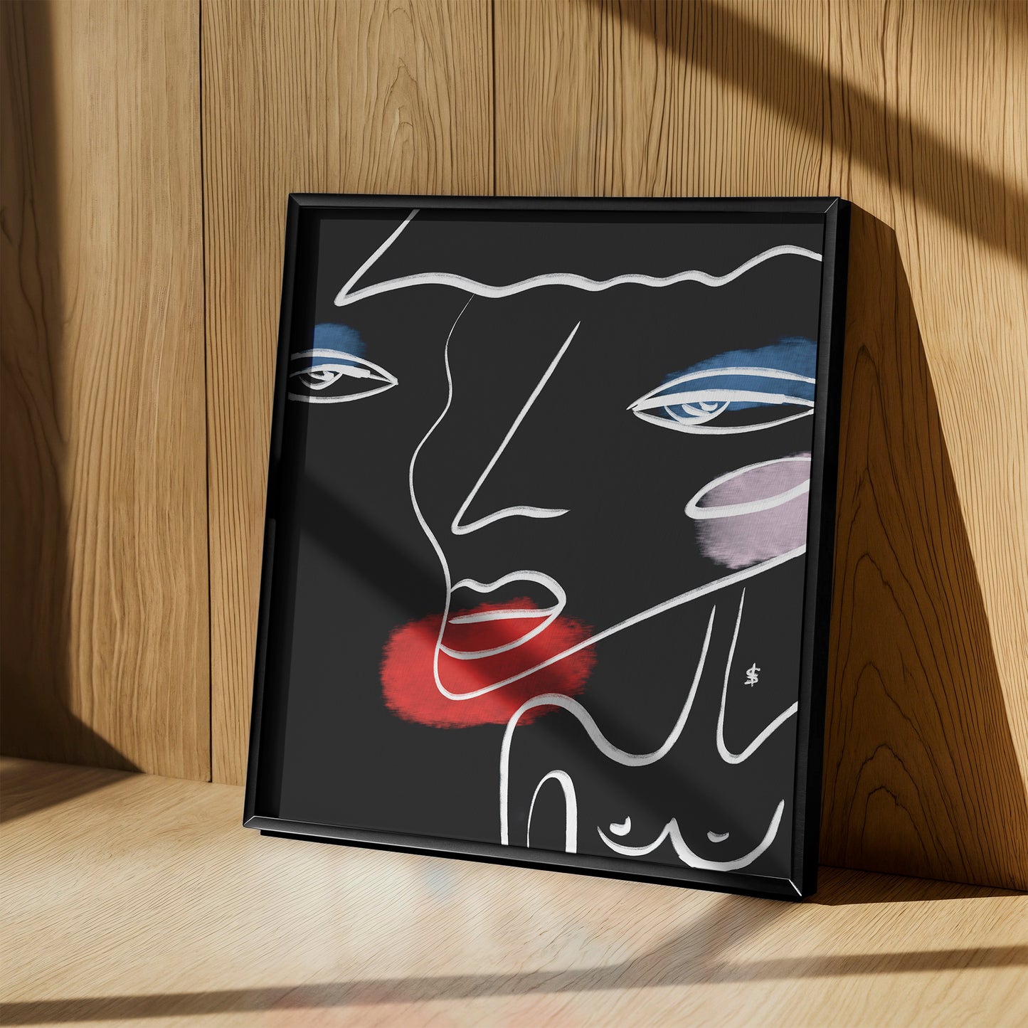 Black interior poster with a silhouette of a woman in a black frame