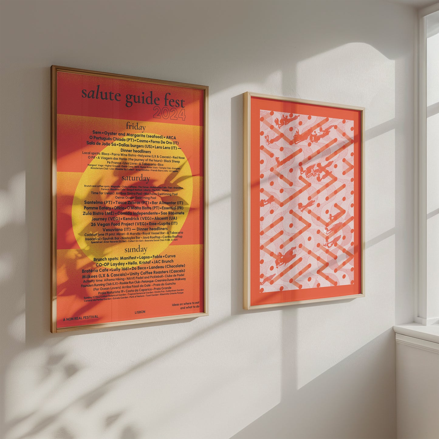 Two orange interior posters