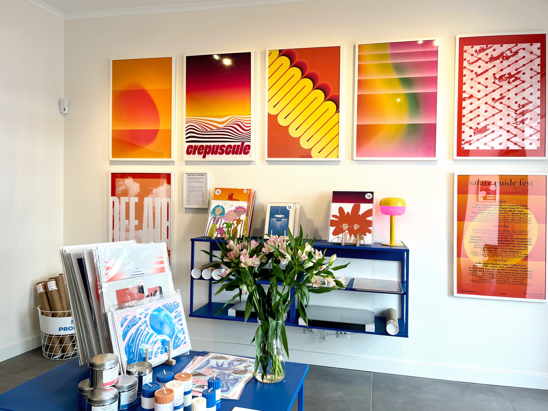 poster gallery wall in the interior decor store in Lisbon