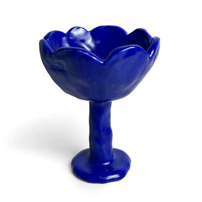 Blue ceramic footed bowl by Anna demidova Levö 