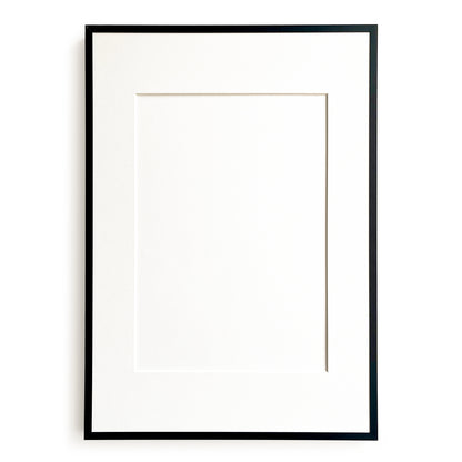 Black aluminium picture frame on a white background