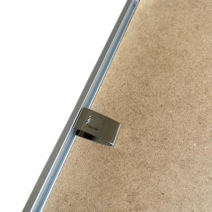 metal fasteners and aluminum frame at the back