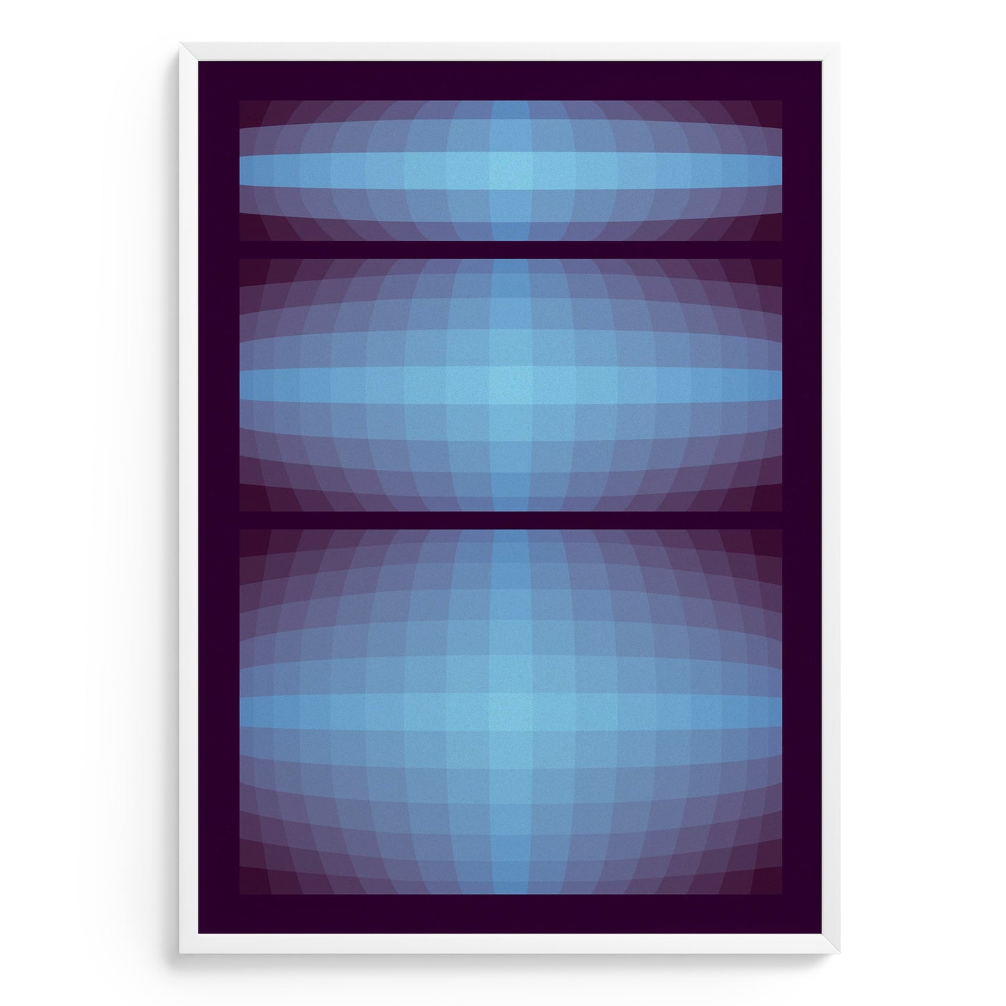 Abstract geometric poster with blue and purple colors on a white background