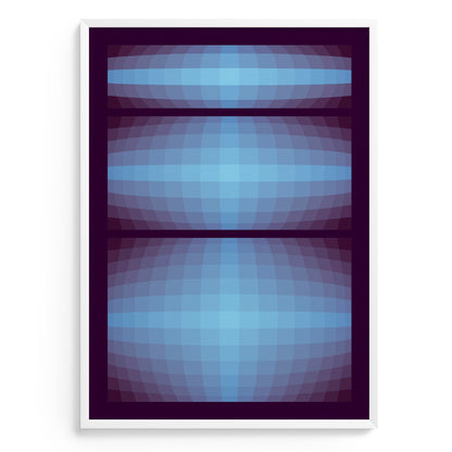 Abstract geometric poster with blue and purple colors on a white background
