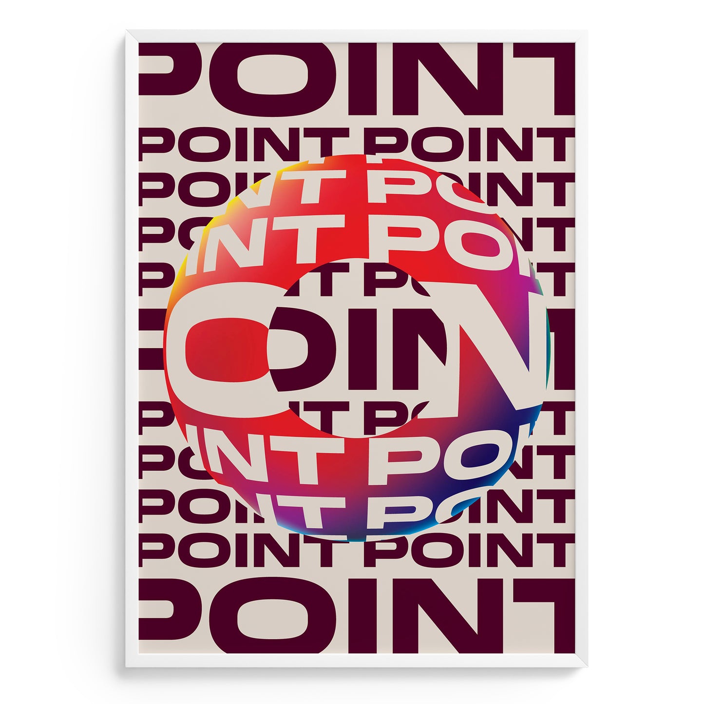 Colorful abstract design with 'POINT' text on a beige background