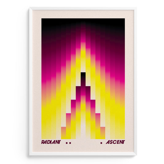 Geometric poster with upward shapes in yellow pink black