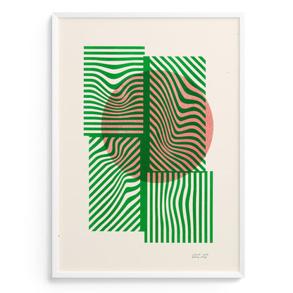 Limited edition poster Volna in green and orange