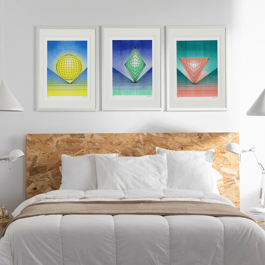 Jarim limited edition riso posters in a bedroom