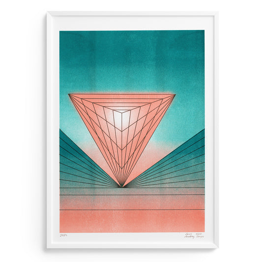 Jarim limited edition riso poster in teal and orange