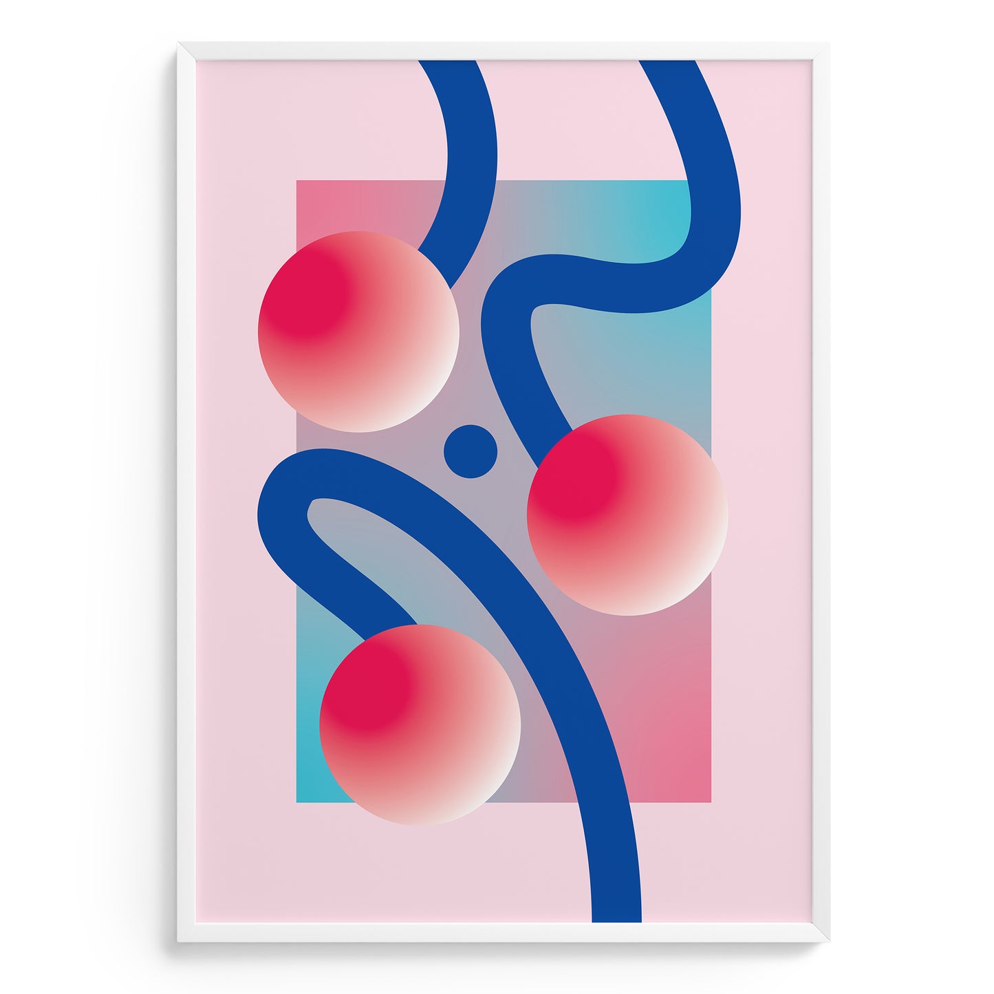 Abstract Interior Poster with three circles and curved lines