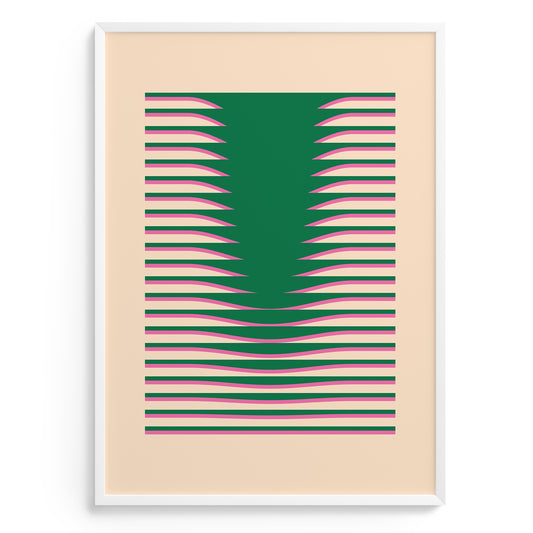 Digital printing poster Povetrie with green and pink abstract lines in a a frame