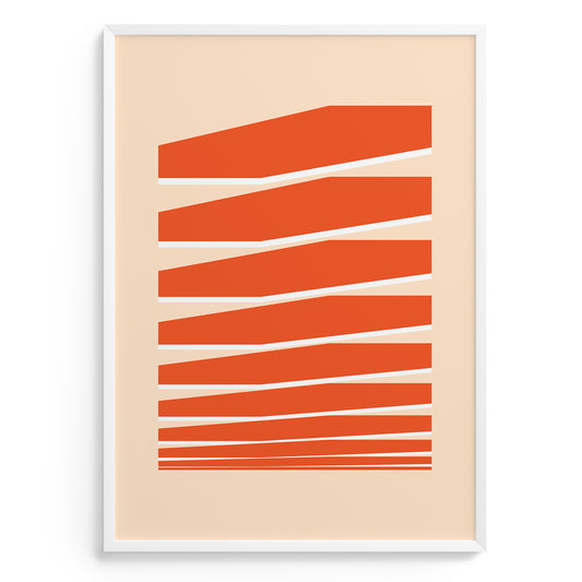 Art print Povetrie with orange geometric shapes in a frame