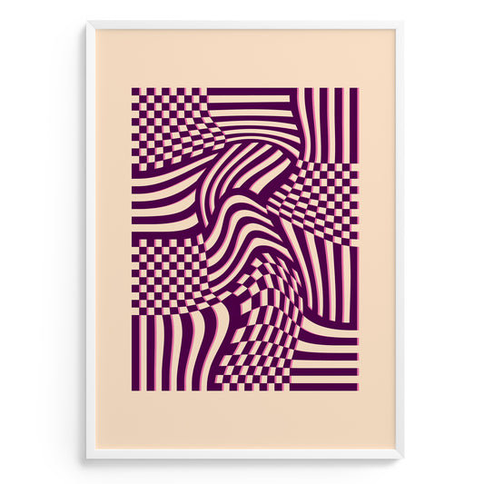 Wall Art Povetrie in violet and beige in a white frame