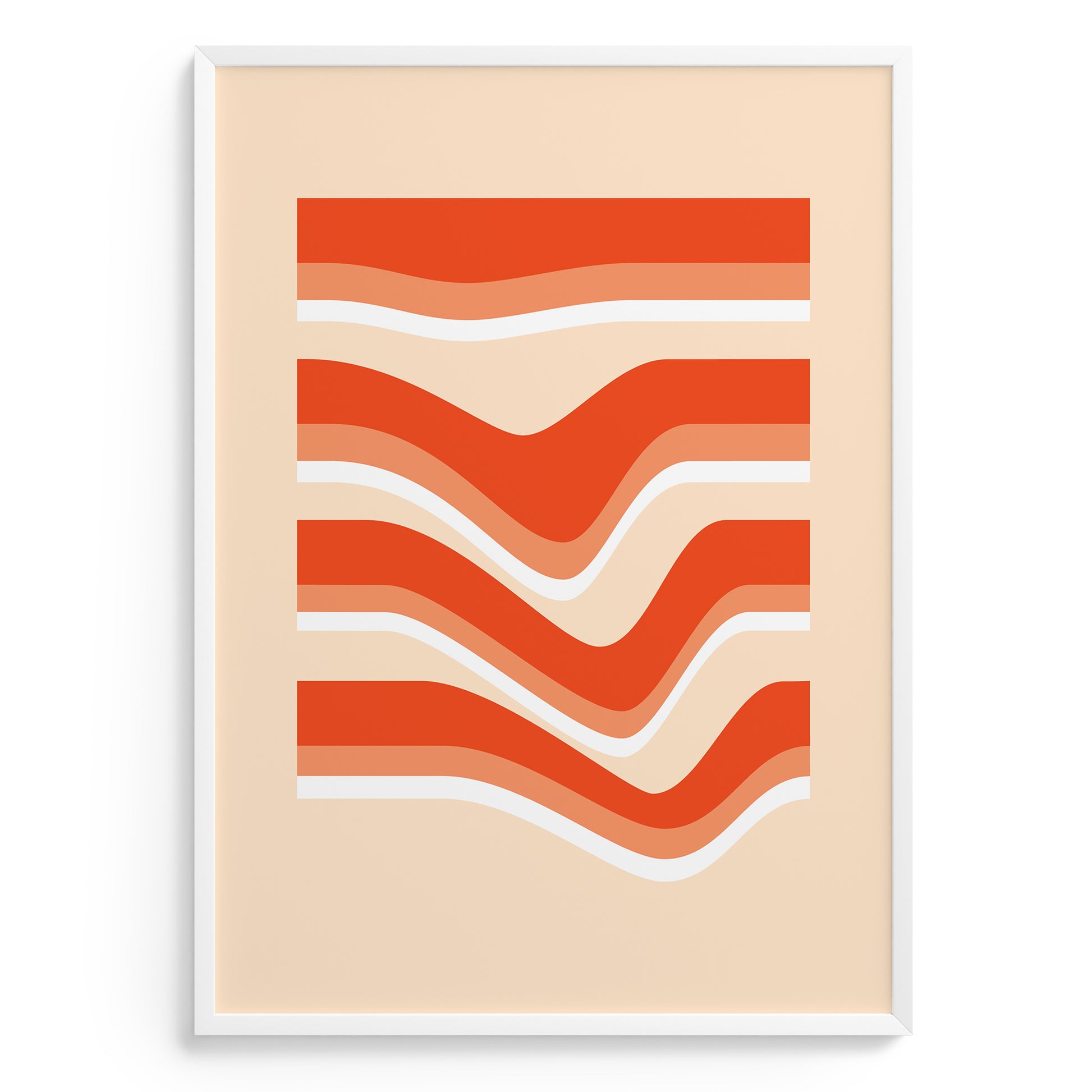 Wall Poster Povetrie with orange waves in a frame