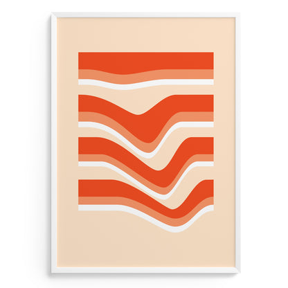 Wall Poster Povetrie with orange waves in a frame