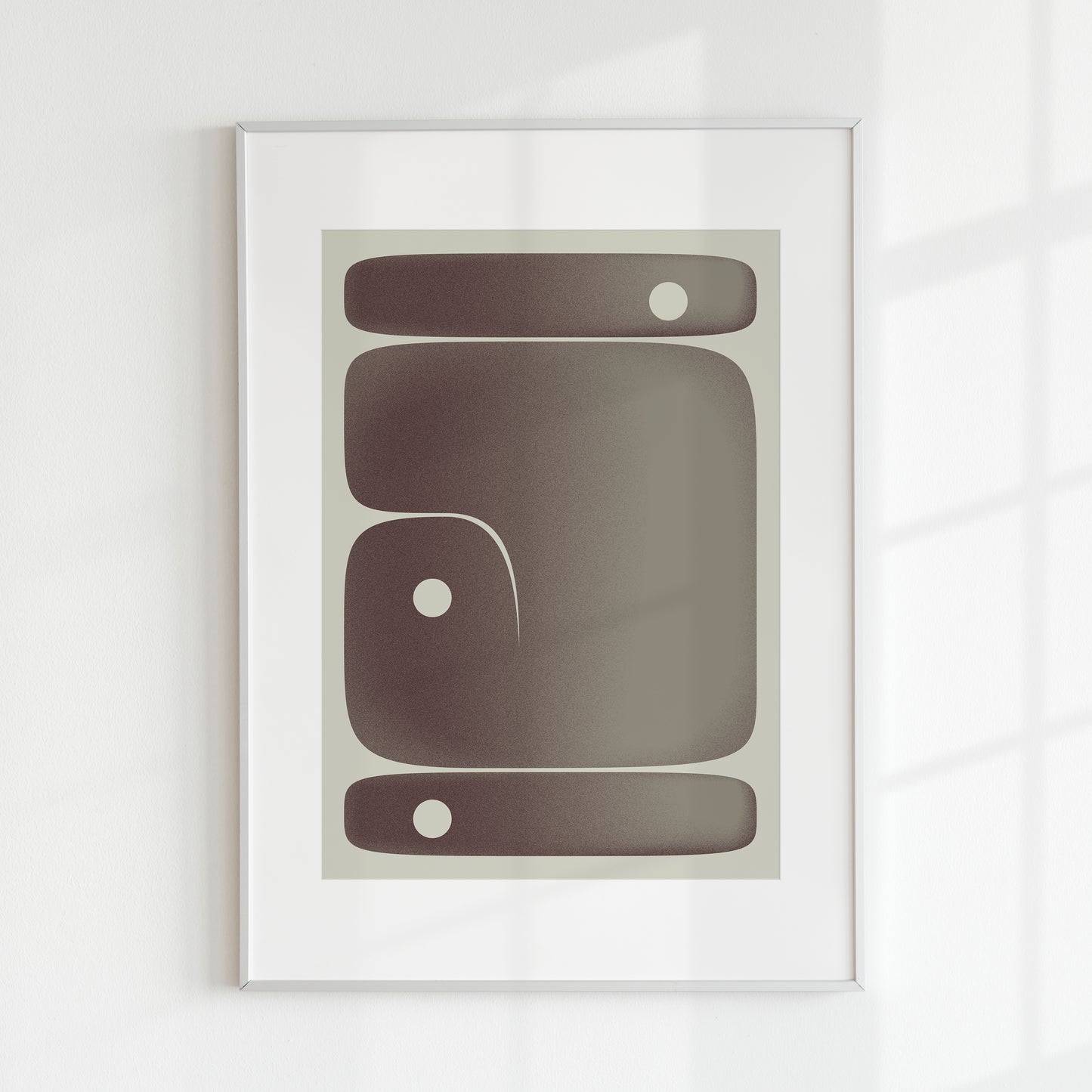 Poster Akmon in beige and brown with a white frame