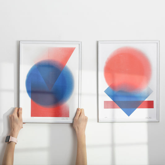 Limited edition riso posters Diviny on the white wall