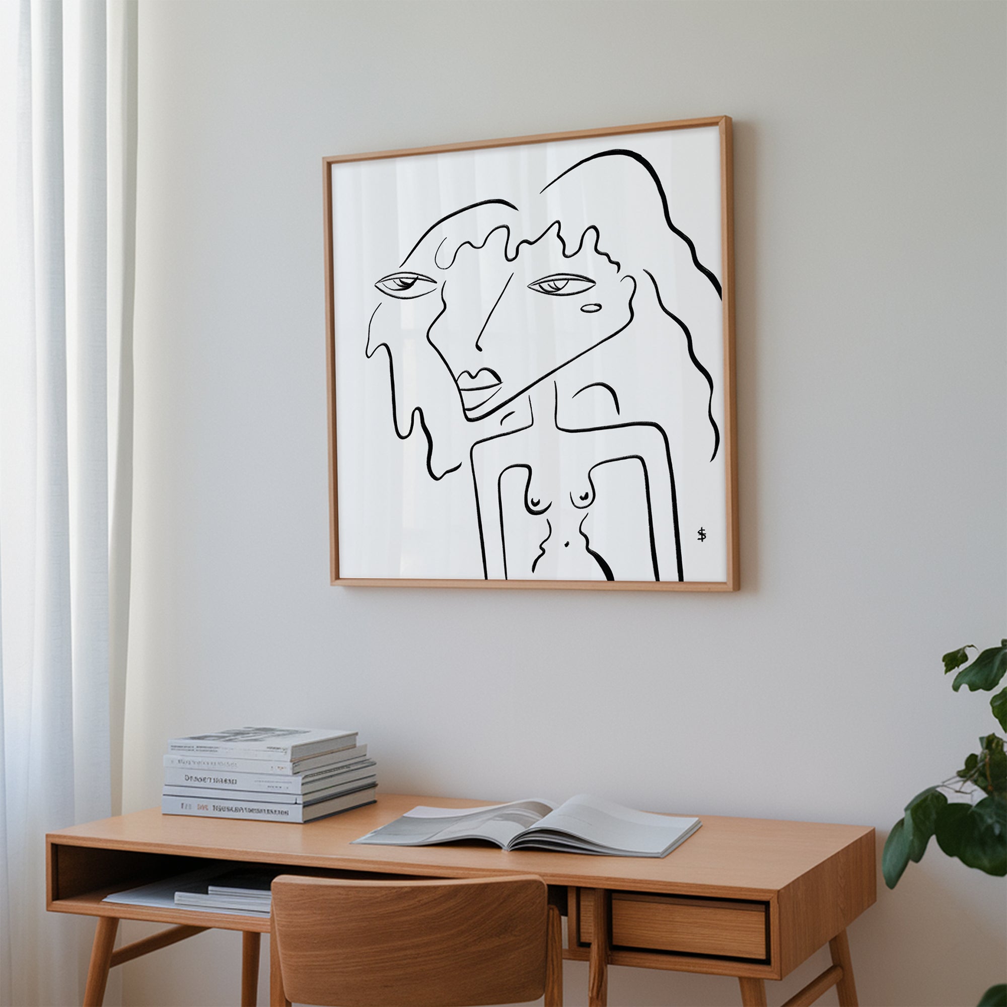 black and white interior poster with a women silhuete