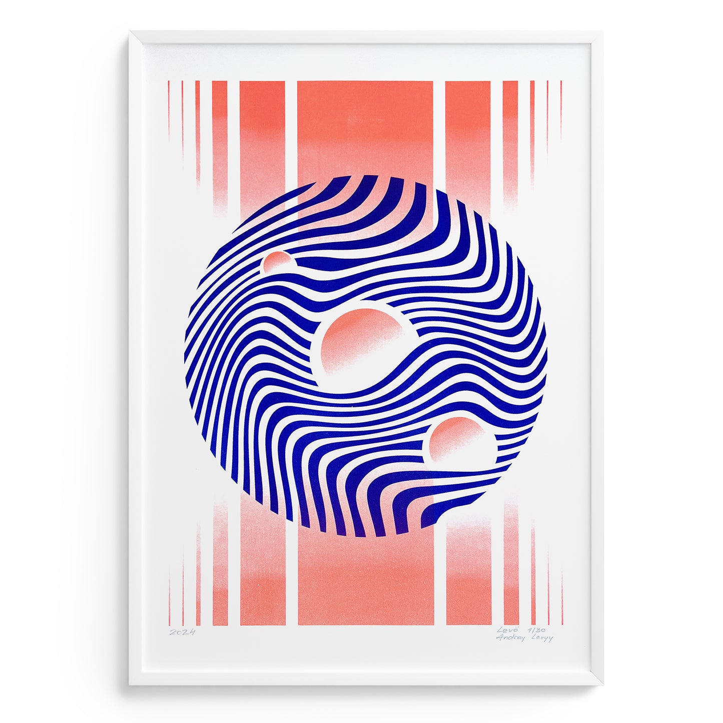 Limited edition riso poster in blue and fluor orange