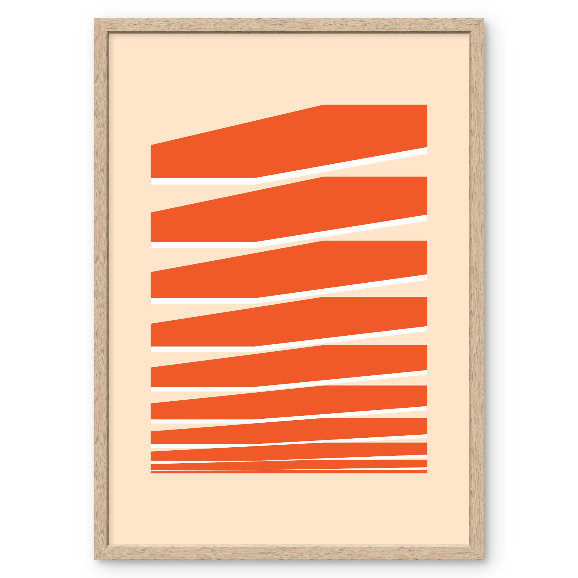 Art print Povetrie with orange geometric shapes in wooden frame