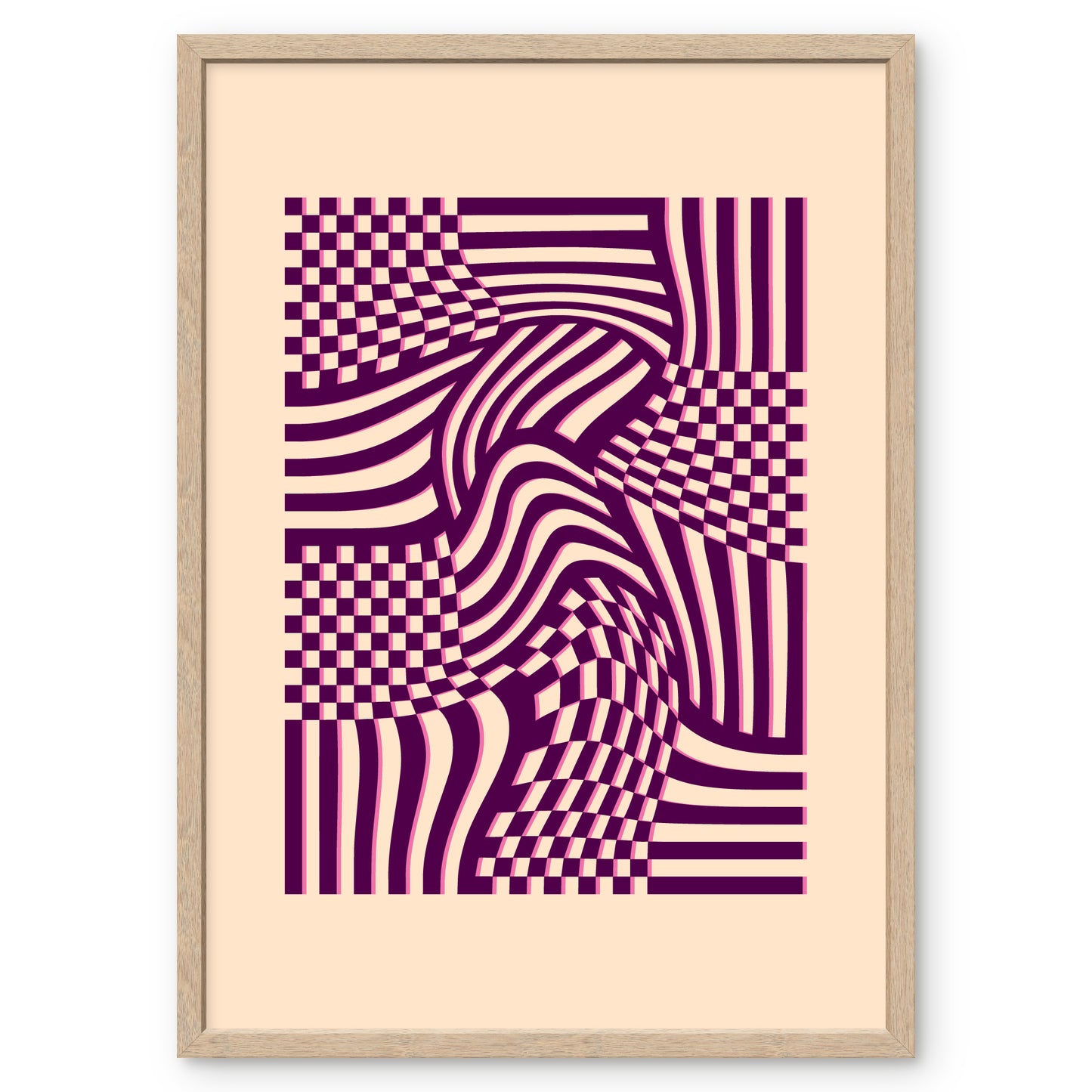 Wall Art Povetrie in violet and beige in a white frame