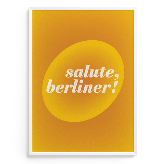 Abstract interior poster in yellow-gold with sign Salute, Berliner