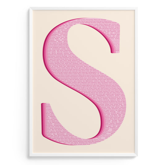 Print with letter S in pink