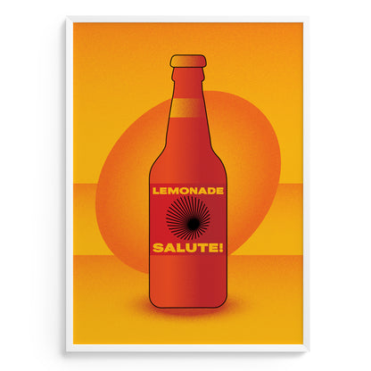 Orange interior poster with bottle of limonade