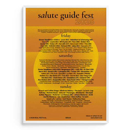 Interior Poster Salute guide fest in yellow-gold about Berlin