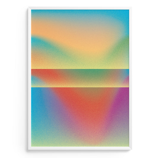 Interior Poster with blue orange pink gradient and grain texture wall art