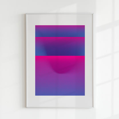 Digital Printing Poster Tcvetët in Blue and Pink with Wave Shape and two horizontal line in a frame