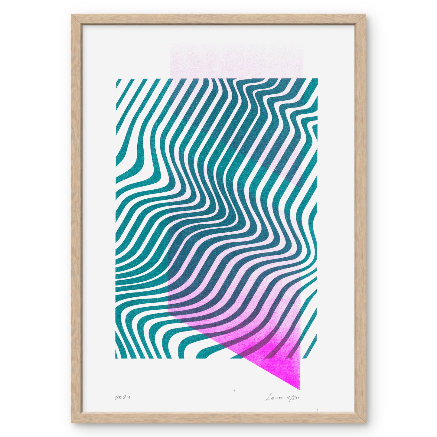 Limited edition poster Volna in teal and pink