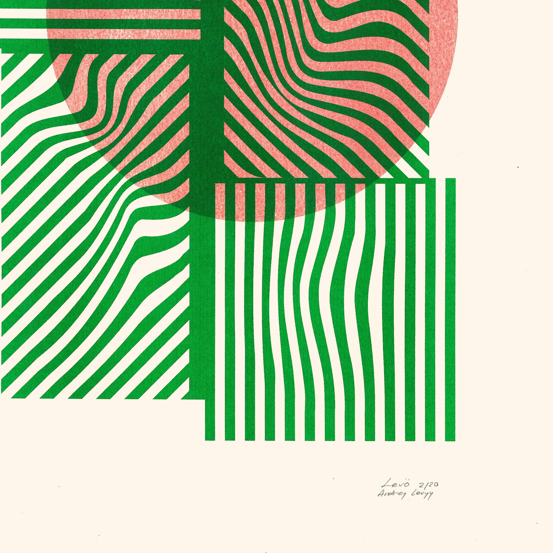 Limited edition poster Volna in green and orange details