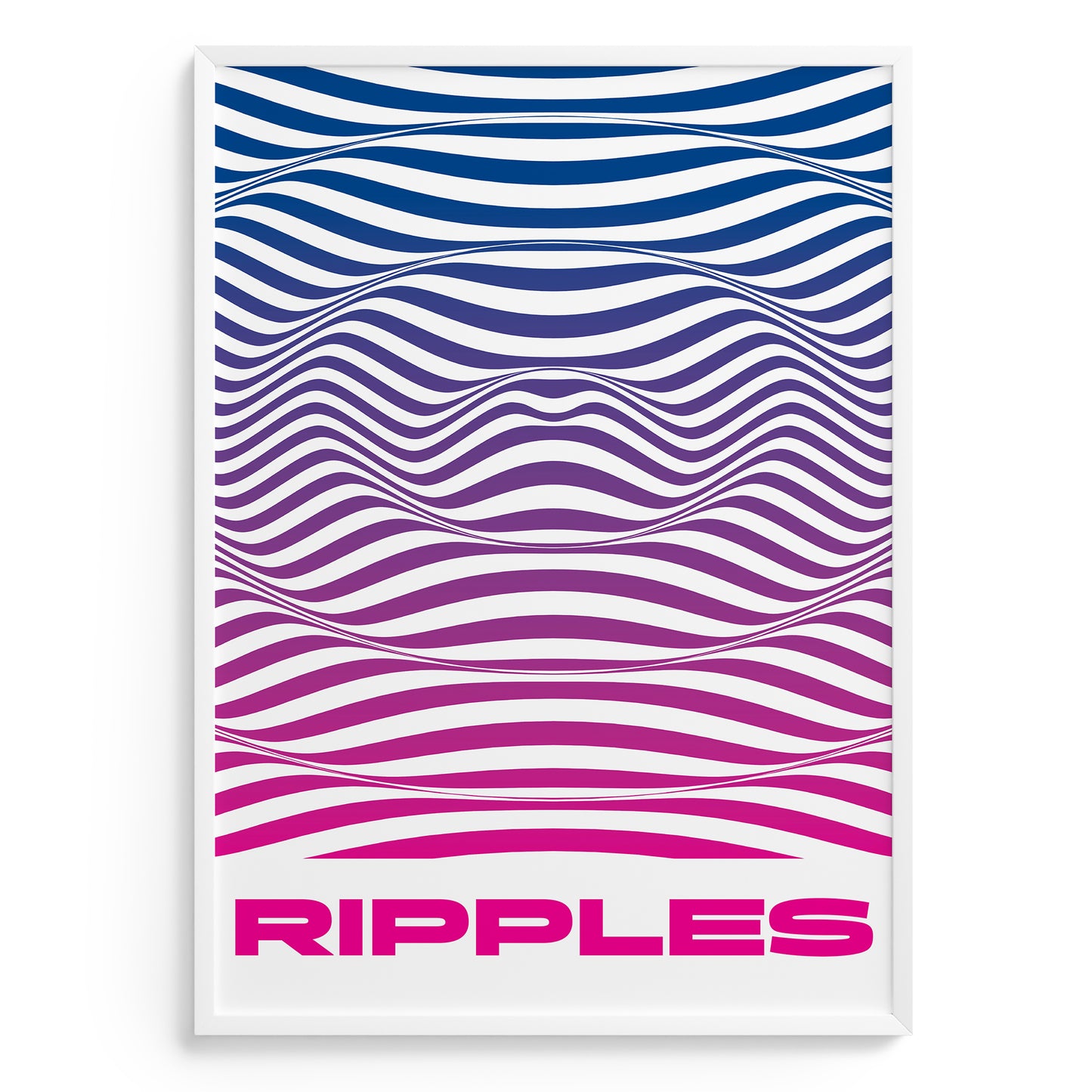 Volna poster with blue pink wave pattern and title Ripples