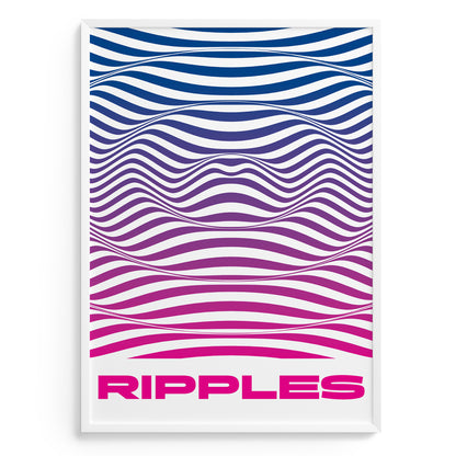 Volna poster with blue pink wave pattern and title Ripples