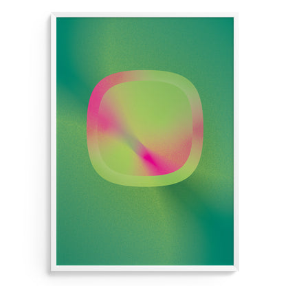 Green-pink interior poster with geometric shape