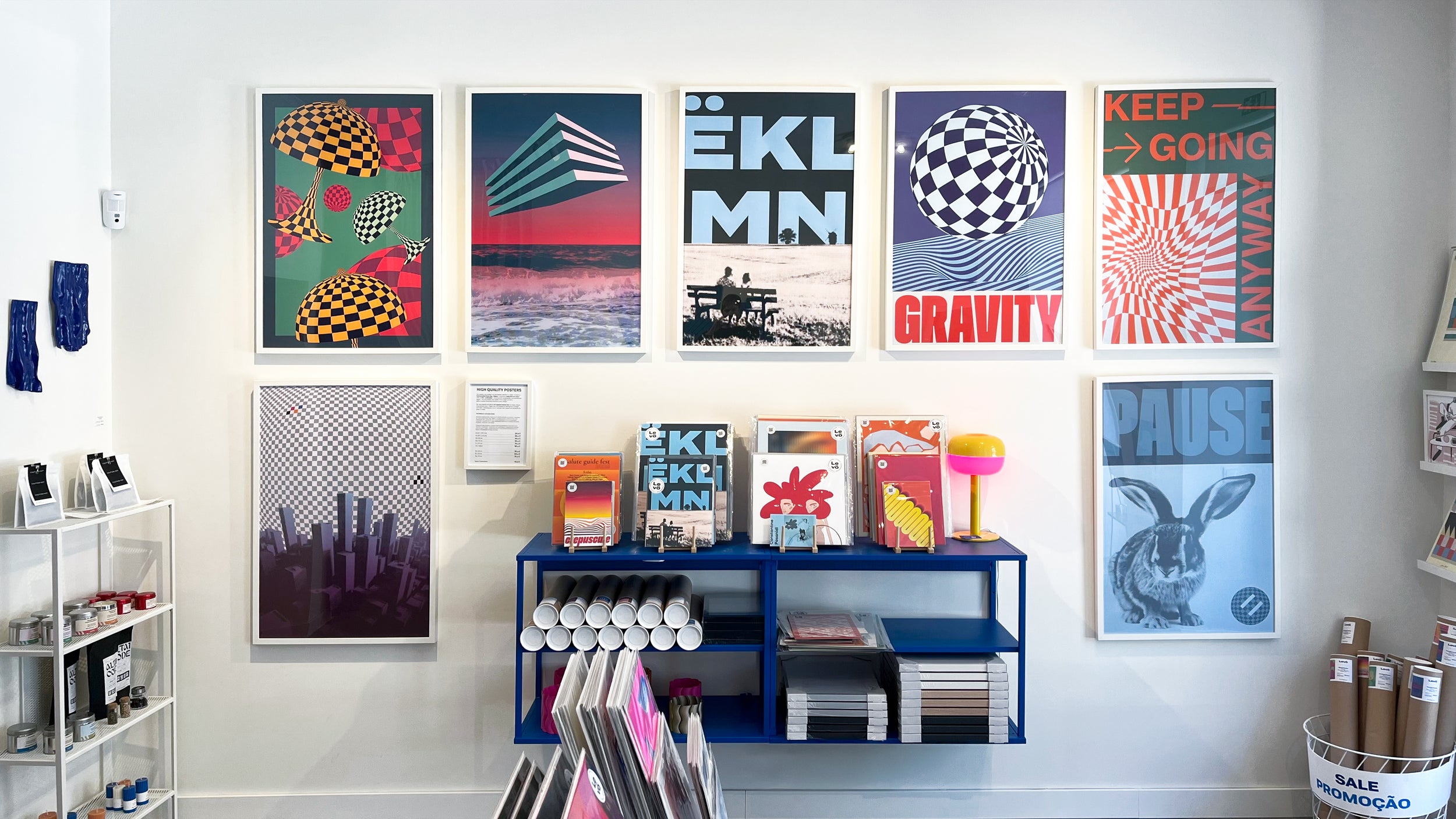 Wall with colorful posters Prints in Lisbon